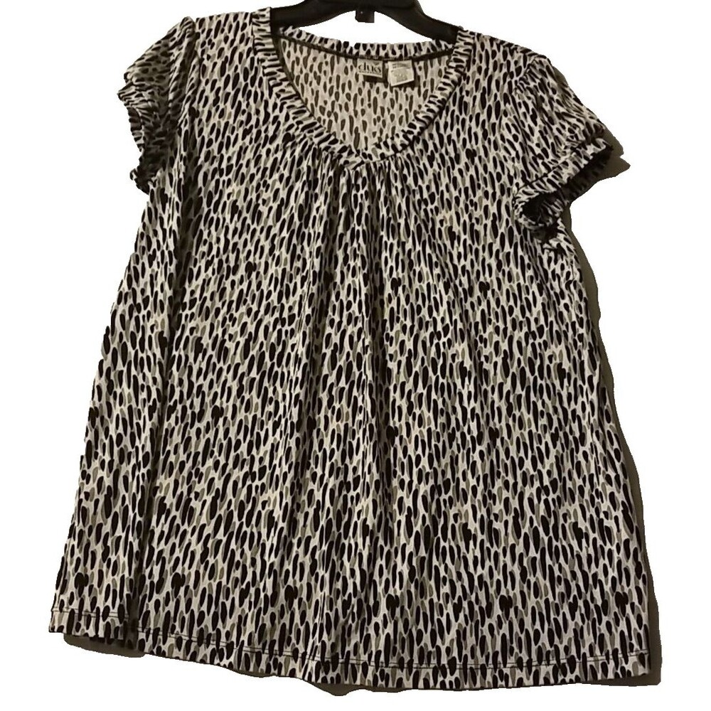 DUO MATERNITY BLACK GREY AND WHITE TOP LARGE BLOUSE NWT